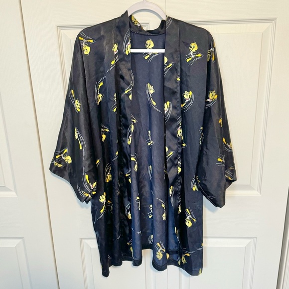 Vintage Looney Tunes Tweety sports jumping silky robe - NO RIBBON TIE M/L - Picture 1 of 5